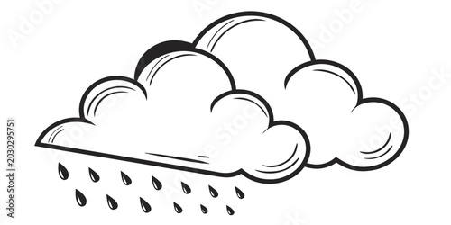 Bilde på lerret Minimalist hand drawn weather icon of rain clouds with meteorology icon meteorol