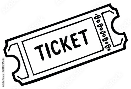 Single Ticket Black and White Illustration Admission Card