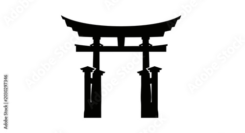 Detailed traditional japanese torii gate silhouette