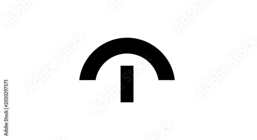 Minimalist umbrella icon in solid black silhouette