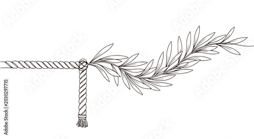 Fotografía Olive branch tied to rope end.