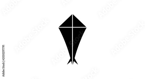 Minimalist kite silhouette on white background