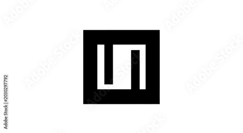 Abstract geometric path icon on black square