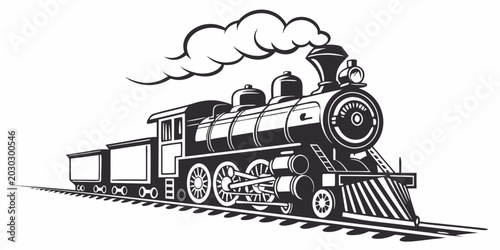 Foto Steam train locomotive illustration with smoke steam engine locomotive railroad