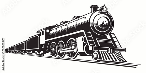 Bild auf Leinwand Vintage steam train engine illustration isolated with locomotive railroad transp