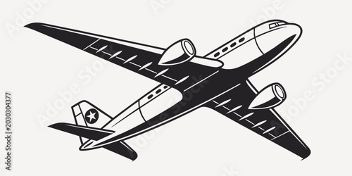 Foto Modern commercial passenger jet airliner in flight isolated vector graphic with