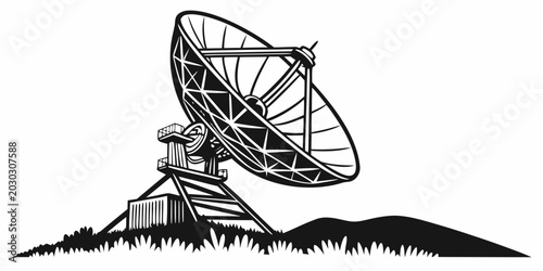 Canvastavla Graphic illustration of a satellite dish communication antenna with satellite co