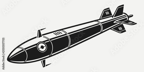 Fotografija Vector graphic icon of a modern military missile for defense and security system