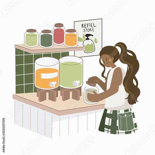 Refill Store Zero Waste Illustration