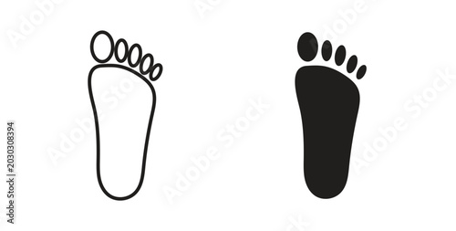 Fotografi Footprint icon set different line and flat style collection.