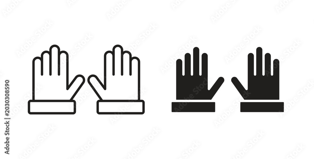 Fototapeta premium Glove icon set different line and flat style collection.