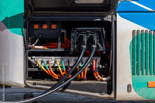 Tableau sur toile EV bus charging battery at charging station