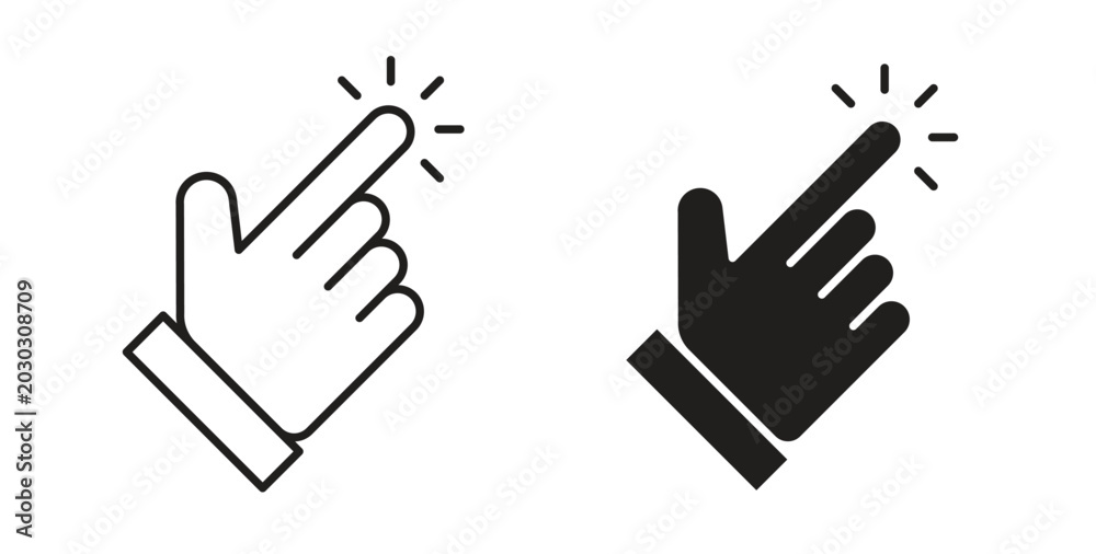 Fototapeta premium Hand click icon set different line and flat style collection.
