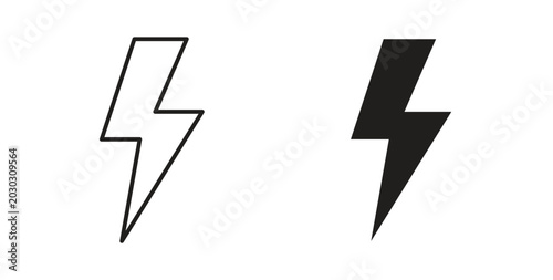 Cuadro en lienzo Lightning icon set different line and flat style collection.