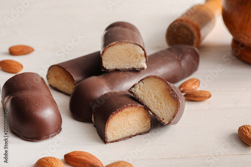 Pieces of tasty glazed marz...
