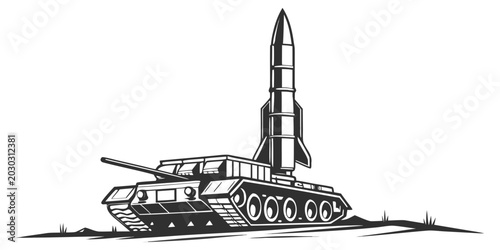 Valokuva Military armored tank with tactical missile launch system military tactical arti