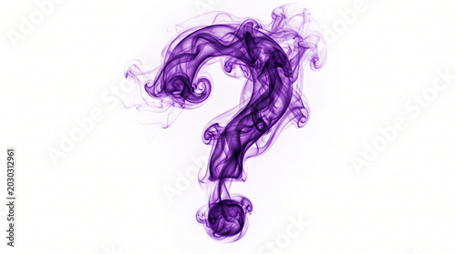 Mysterious Purple Question Mark Shaped Smoke Swirls on White Background