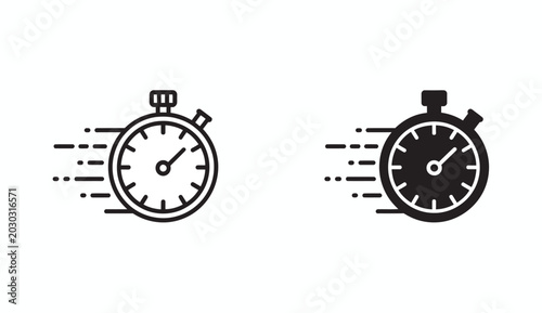 Bild auf Leinwand Fast moving stopwatch icon set with short hand, vector illustration for time des