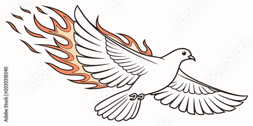 Photos Holy spirit dove flying with fiery wings - religious symbolism and spiritual ico