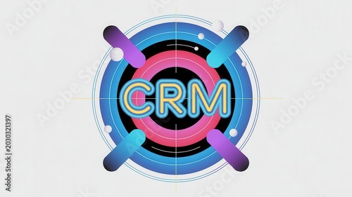 CRM acronym neon style logo isolated on white background