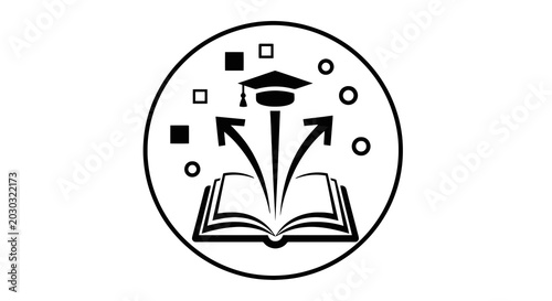 Graduation Cap on Open Book Icon.