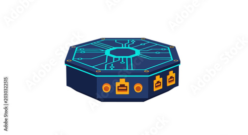 Futuristic Octagonal Technology Control Panel Interface.