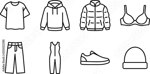 Vector illustration of various clothing items
