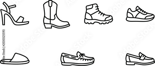 Quadro su tela Collection of various types of shoes and footwear