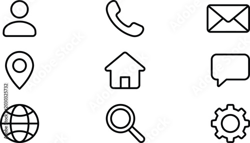 Set of various black line icons on a for business or web use