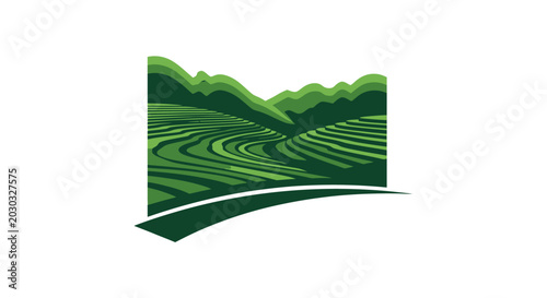 Canvas-taulu Abstract green agricultural fields with rolling landscape contours