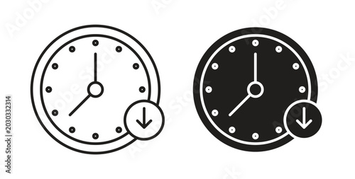 Down time icon linear pictogram. Editable Stroke. Isolated Vector Illustration.