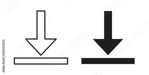 Download icon linear pictogram. Editable Stroke. Isolated Vector Illustration.