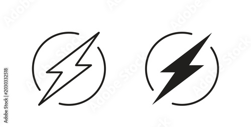Energy Icon linear pictogram. Editable Stroke. Isolated Vector Illustration.