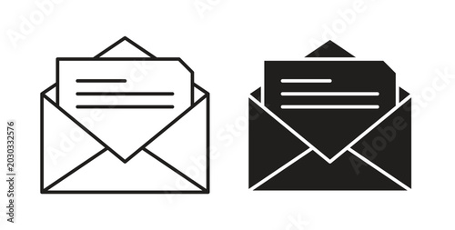Envelope open icon linear pictogram. Editable Stroke. Isolated Vector Illustration.
