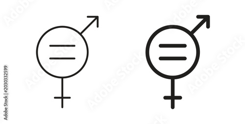 Equality icon linear pictogram. Editable Stroke. Isolated Vector Illustration.