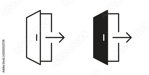 Exit icon linear pictogram. Editable Stroke. Isolated Vector Illustration.