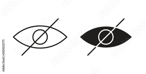 Eye crossed icon linear pictogram. Editable Stroke. Isolated Vector Illustration.