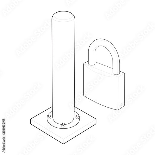 Photos Isometric private parking spot reserve bollard drawing for collapsible fold driv