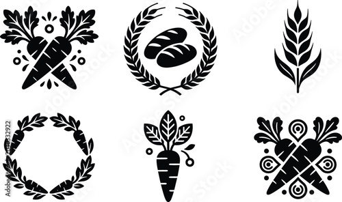 Bild auf Leinwand Collection of bakery and organic farming logo vector illustrations featuring whe