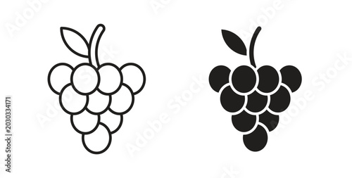 Grape icon linear pictogram. Editable Stroke. Isolated Vector Illustration.