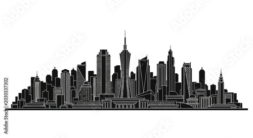Modern City Skyline Silhouette Illustration for Urban Architecture