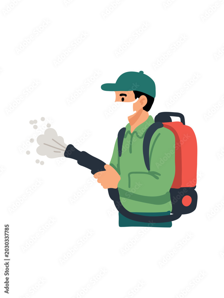 Obraz premium pest control worker spraying insecticide treatment isolated on white background illustration design