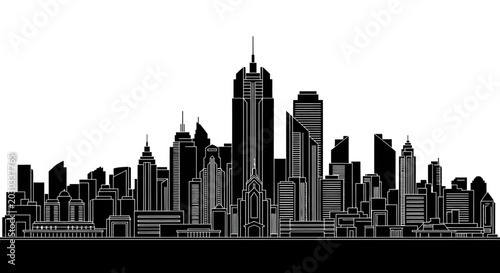 Modern City Skyline Silhouette Illustration