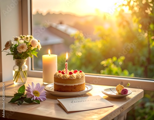 cake and flowers