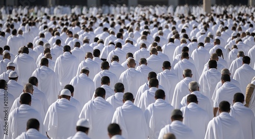 Mass Pilgrimage: Thousands in White Ihram Clothing Gather for Hajj