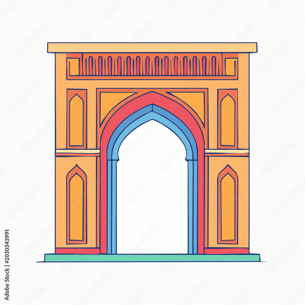 Fototapeta premium Stylized Illustration of an Ornate Archway
