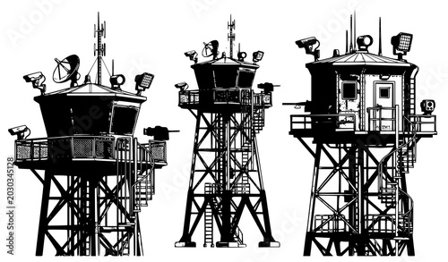 Tableau sur toile Border Security Military Observation Watchtower Vector Design