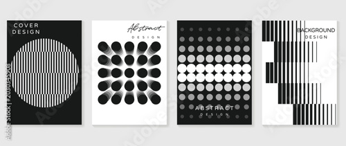Obraz na płótnie Abstract black and white geometric poster set