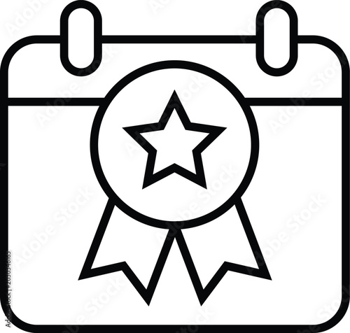 Desk calendar with award winner badge icon vector.