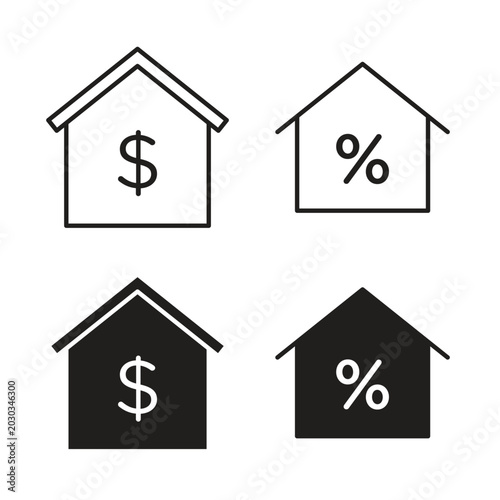Cuadro en lienzo Mortgage Icon in line and glyph style. Flat and stroke icons